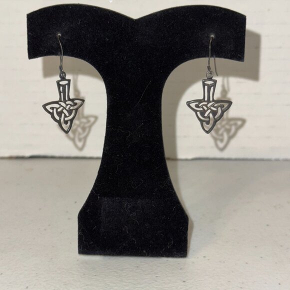 Celtic Triangle Dangle Earrings - Picture 1 of 14